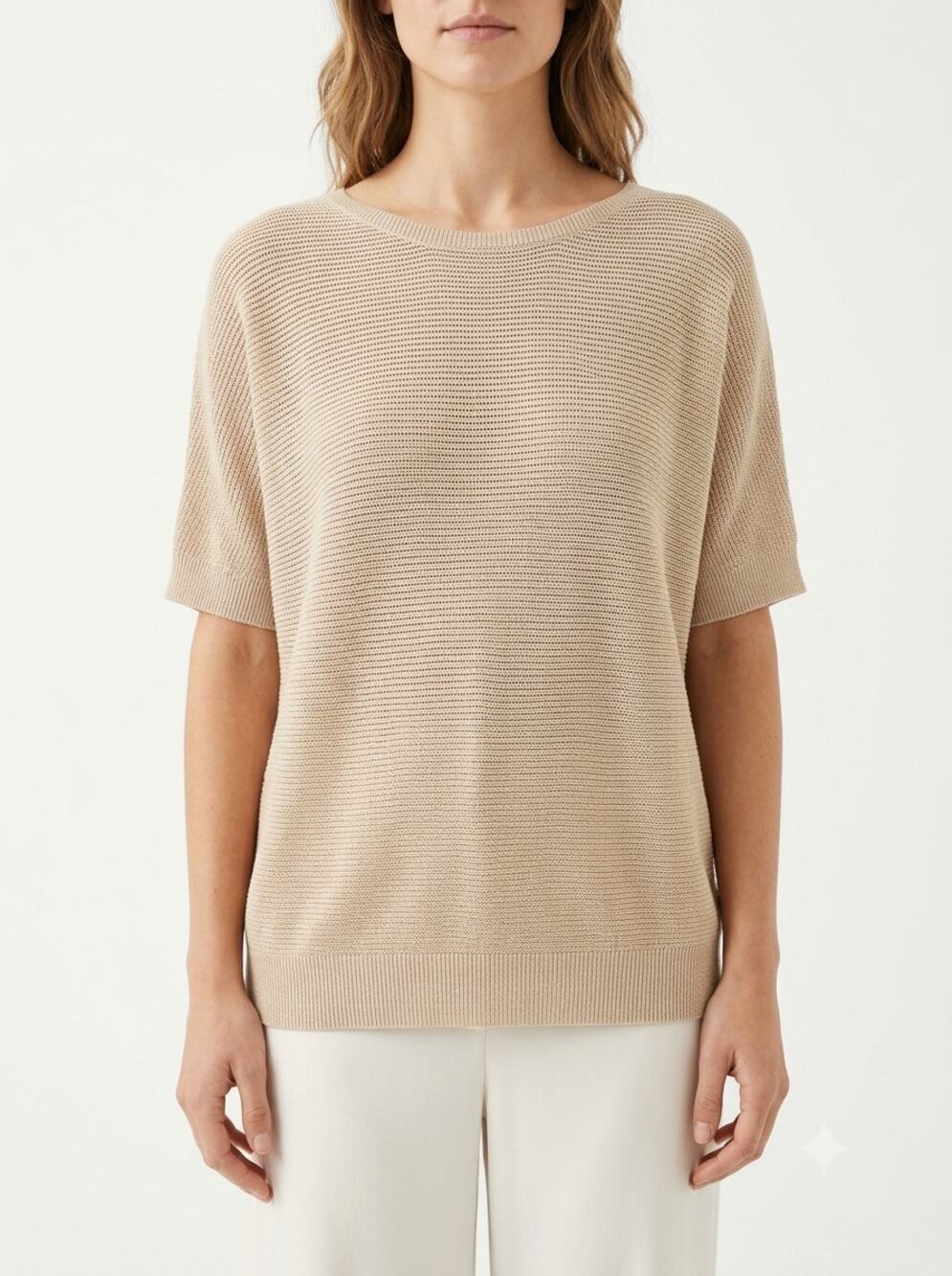 NWT Quince Lightweight Sweater Womens M Beige Knit Cashmere Blend Dolman Sleeve